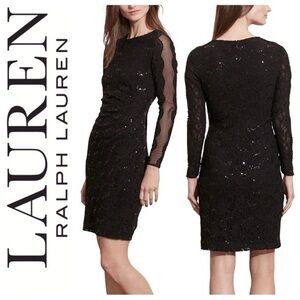 Ralph Lauren Women’s Black Sequin Sheath Dress Size 4